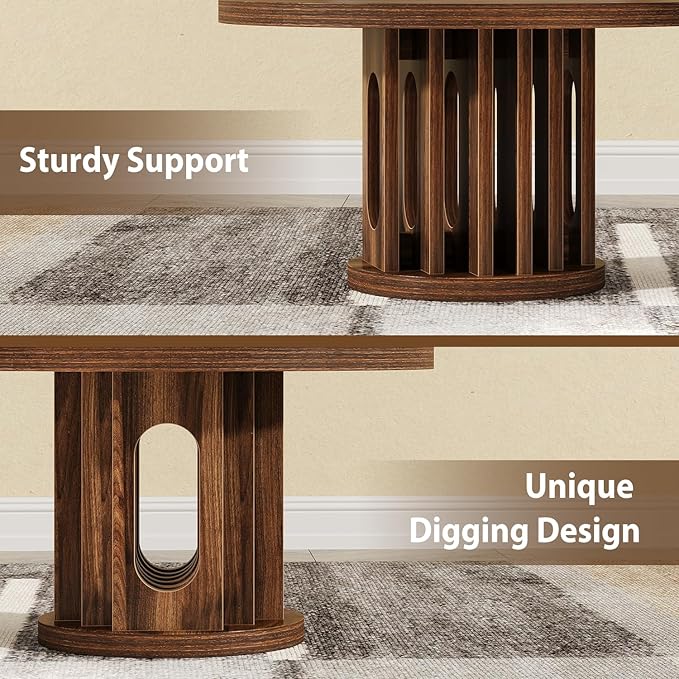 knoworld 31.5" Round Coffee Table, Small Wooden Circle Center Table Hole Panel Splice Design Coffee Tables for Living Room, Thickened Edge MDF Board, Walnut