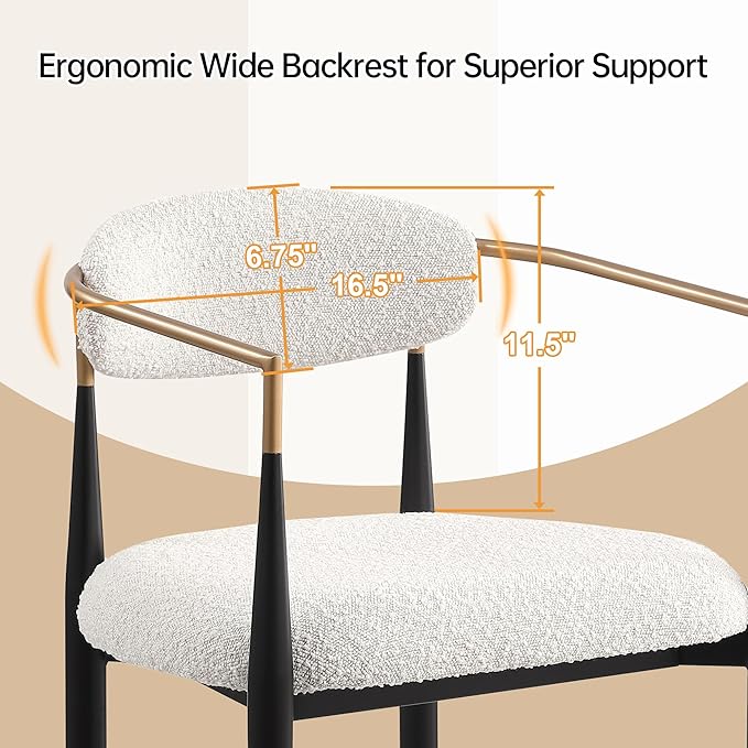 Morden Fort Counter Height Bar Stools Set of 4, Modern Upholstered Counter Stools with High Backs and Black Metal Legs, 26 Inch Island Chairs for Kitchen and Home Bar