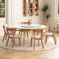 Dining Chairs Set of 6 Mid-Century Modern Oak Upholstered Scandinavian Solid Wood Kitchen & Dining Room Chairs with Curved Backrest Sillas de Comedor for Dining Table(Original/Beige)