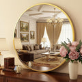 Antok 36 Inch Round Mirror for Wall, Round Bathroom Mirror, Circle Wall Mirrors with Gold Metal Frame, Circle Mirrors Suitable for Wall, Bathroom, Vanity, Living Room, Entryway
