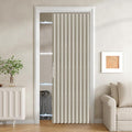 JILRON 100% Blackout Fabric Folding Door Curtain with Magnetic Closure - Accordion Style for Sliding Doors, Closets,Wardrobe and Temporary Door Solutions Doorway Curtains（W42 x L78, Off White 1 Panel）