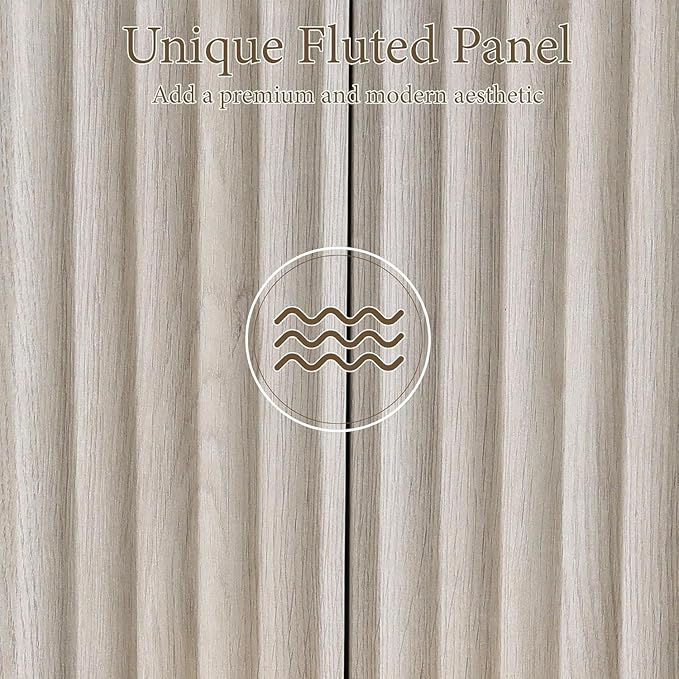 Brafab 67" Fluted Armoire Wardrobe Closet with Drawers and Doors, Wooden Wardrobe Cabinet with Adjustable Shelves, Modern Storage for Clothes, Wardrobe Wall for Bedroom, White(3 pcs)