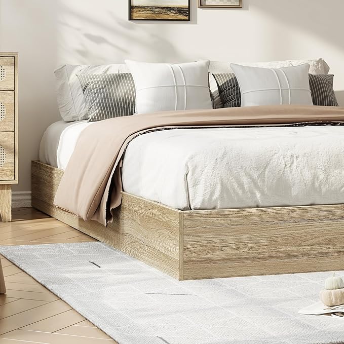 GarveeHome California King Wood Platform Bed Frame,Wooden Bed Frame Without Headboard, Wood Slat Support,No Box Spring Needed, Easy Assembly