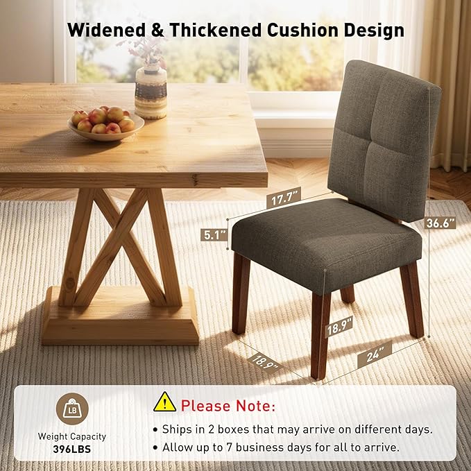 HOMRELEXA Wooden Dining Chairs Set of 6, Dining Room Chairs with Wood Legs, Cloud-Like Cushion & Reinforcement Structure Design for Kitchen/Living Room/Restaurant, Easy Assembly