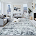 8x10 Area Rugs Washable Rug:Anti-Skid Abstract Modern Living Room Rug Soft Thin Carpets Indoor Floor Non-Shedding Carpet for Bedroom Dining Farmhouse Nursery Home Office(Black/Grey/White, 8x10)