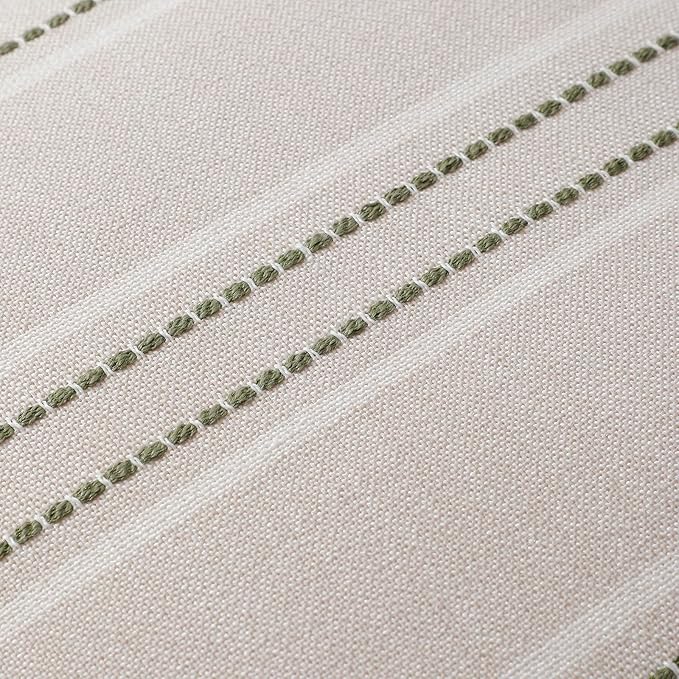 Hckot Sage Green Throw Pillow Covers 16x16 Set of 2 Striped Pillow Covers Christmas Decorative Pillows Square Cushion Covers for Sofa Couch Bed Living Room Farmhouse Decor, Green