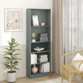 Furinno Jaya Book Shelf, 5-Tier Bookshelf, Bookcase with Adjustable Shelves, 9.5" x 24.5" x 71.2", for Organization and Storage, for Living Room, Bedroom, Home Office, Sage Green