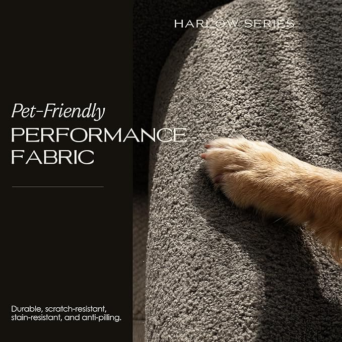 58" Curved Modular Sofa 2-Seater, Comfy Sherpa Loveseat for Small Spaces, Modern Sectional Love Seat Couches for Small Living Room, Bedroom, Apartment– No Assembly, Grey