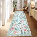 Garvee Washable Runner Snake Scalloped Rug 2x6 Runner Rugs for Hallway, Non-Slip Stain-Resistant Kitchen Runners, Soft Low Pile Non Shedding Carpet for Laundry Entryway Bedroom Bathroom,Blue