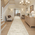 Soalmost Runner Rug 2'6" x 16' Washable Non-Slip 2.5x16 ft Long Runner Rugs for Kitchen Bathroom Laundry Room Vintage Ultra Thin Runners for Hallway Entryway Beige