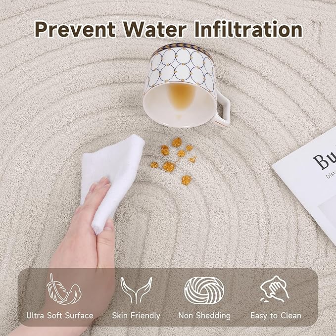 Pauwer 3x6 Washable Area Rugs for Living Room Modern Beige Solid Color Soft Fluffy Rugs for Bedroom Non Slip Boho Accent Indoor Mat Floor Carpet Cover for Kids Dining Room Kitchen Office