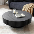 ø39.37'' Black Round Coffee Table for Living Room Wood Coffee Table Contemporary Circle Coffee Table with Pedestal Centry Table, Easy Assembly
