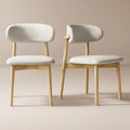 Modern Solid Wood Dining Chairs Set of 2 with Curved Back, Ergonomic Upholstered Seat, Natural Wood Legs with Adjustable Anti-Slip Foot Pad, for Kitchens, Living Rooms, Offices (S-Oak, Set of 2)