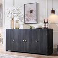 Curved Buffet Cabinet with Doors, 66" Large Sideboard Buffet Storage Cabinet with 4 Doors and Shleves, Modern Coffee Bar Station Wood Kitchen Table for Kitchen, Dining Room, Dark Grey