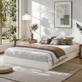 Garvee Queen Size Solid Wood Platform Bed with Sturdy Wooden Slats, Floor-Standing Bed Frame, Modern Minimalist Design Bed Frame, No Box Spring Needed, Space Saver, Easy Assembly, White