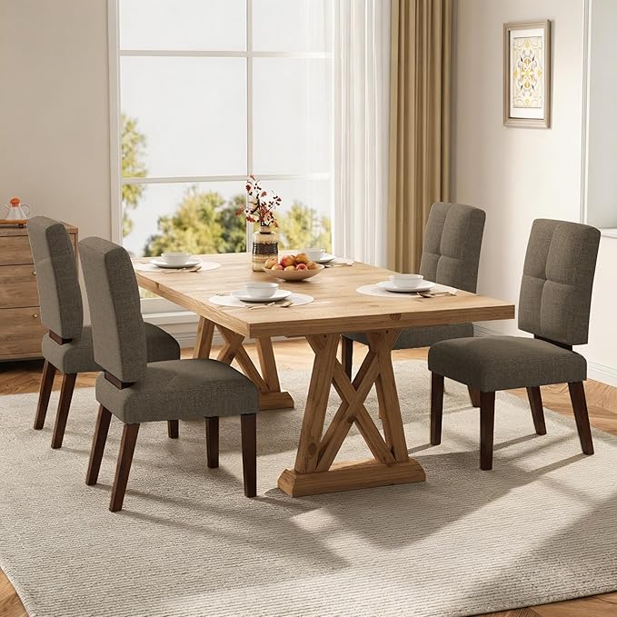 HOMRELEXA Wooden Dining Chairs Set of 2, Dining Room Chairs with Wood Legs, Cloud-Like Cushion & Reinforcement Structure Design for Kitchen/Living Room/Restaurant, Easy Assembly