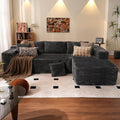 ovios 104" Cloud Boneless Couch with L-Shape Chaise,Modern Sectional Modular Sofa with Deep Seat, Upholstered Couches for Living Room Bedroom,No Assembly Required, Grey (Plush Corduroy Fabric)