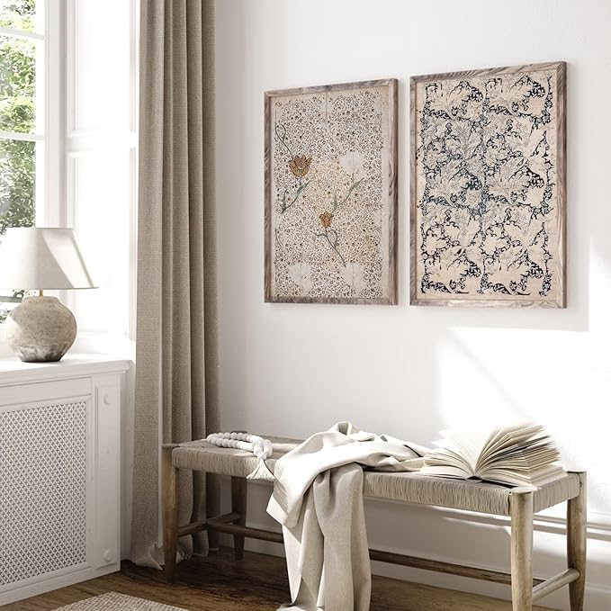 Vintage Botanical Wall Art Prints Set of 2 Antique Sketch Wall Art Decor Neutral Flower Canvas Wall Art Floral Pictures Farmhouse Painting Vintage Floral Artwork for Room Bedroom 24x36 Inch Unframed