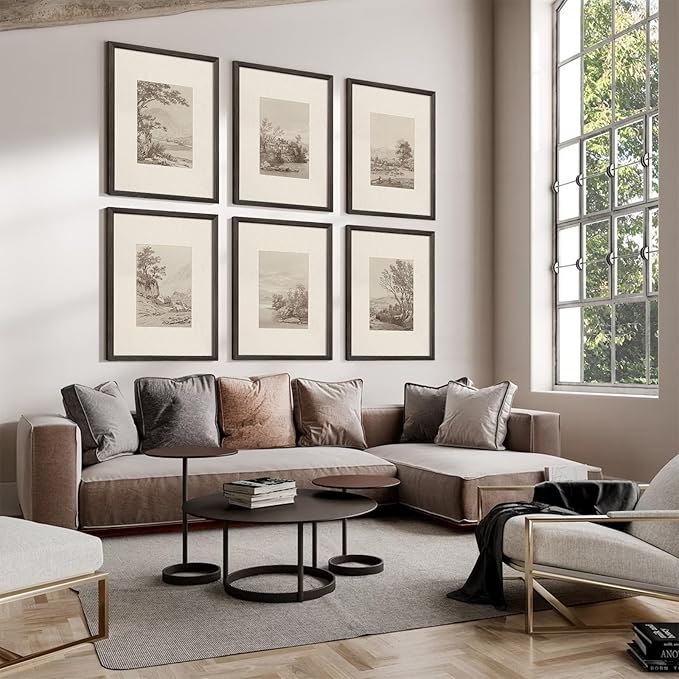 Joocrise Neutral Wall Art Decor Set of 6 Vintage Canvas Wall Art Rustic Farmhouse Wall Art Botanical Prints Country Pictures Neutral Vintage Artwork for Living Room Bedroom 8x10 Inch Wood Framed