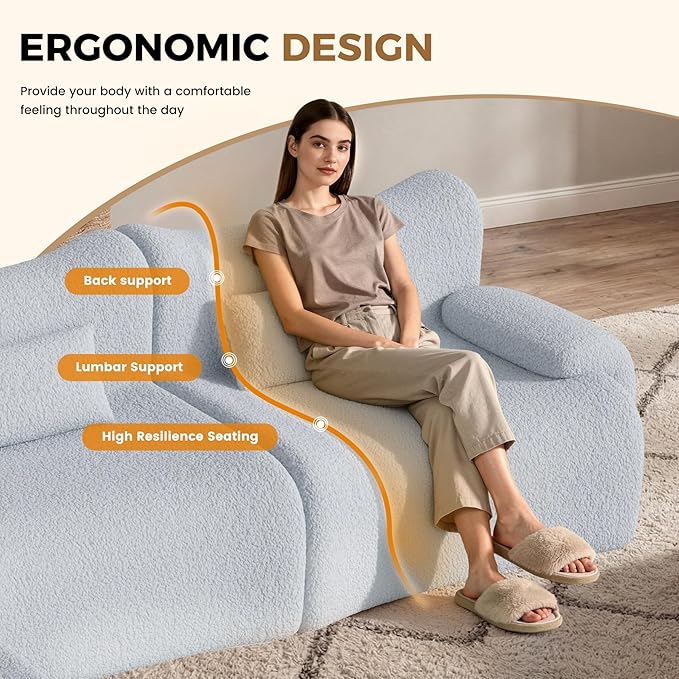 Cloud Couch Sectional, L Shaped Boneless Couches for Living Room - Oversized Modular Sofa with Deep Seats, Modern Couches with Movable Ottoman,Dark Gray