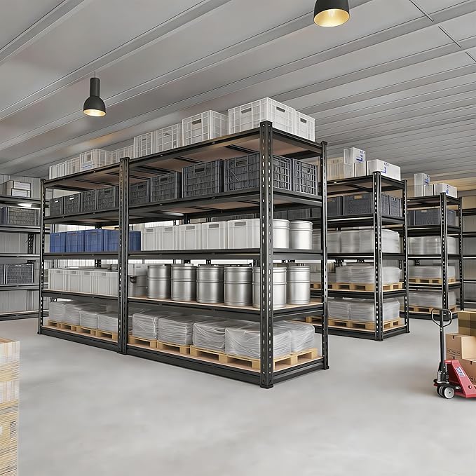 Garage Shelving Heavy Duty, 3000LBS Metal Storage Shelves 5 Tier, Adjustable Shelving Unit 46" W x 20" D x 72" H, Boltless Garage Storage Rack for Garage Basement, Pantry, Warehouse 2Pcs