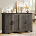 Memobarco Fluted Buffet Cabinet with Storage Accent Sideboard,Modern Credenza with 4 Doors & Adjustable Shelves,Wood Coffee Bar Table Console for Dining Room Kitchen Living Room Entryway,Gray