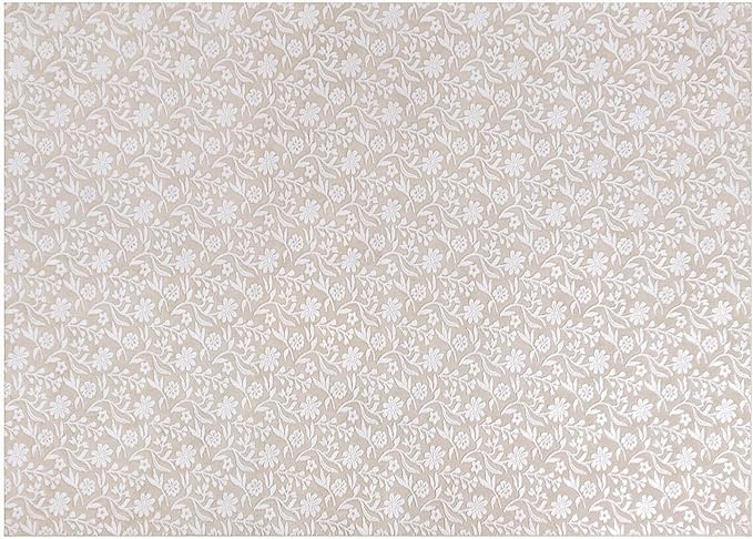 Vaukki 5x7 Area Rug for Living Room, Soft Fluffy Washable Modern Floral Indoor Floor Mat, Non Slip Shaggy Boho Accent Throw Carpet for Bedroom, Living Room, Nursery and Dining Room, Beige and White