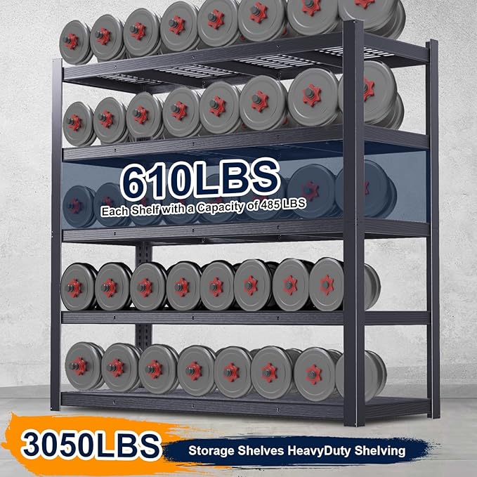 Storage Shelves Heavy Duty Metal Shelving 84" H, Adjustable Garage Shelves, Metal Storage Shelves for Garage, Basement, Warehouse, Workshop,24" D x 55" W x 84" H, 3050 lbs