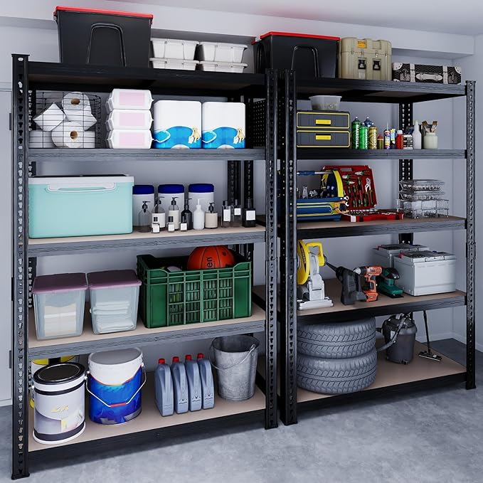 78'' H Garage Storage Shelves, Shelving Units and Storage, Heavy Duty Garage Shelving, Metal Shelves for Basement, Warehouse, Pantry, Closet, Kitchen, 78''H x 40''W x 16''D, 2200 LBS