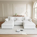 119" U Shape Cloud Modular Couches for Living Room, Modern Sectional Sofa with Chaise Ottomans, Deep Seat Couch Cushion Covers Washable&Removable, Sectional Sofas for Home Office Apartment (White)