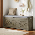 Farmhouse Shoe Storage Bench with Cushion Seat, 3-Tier Entryway Bench with Lift Top Storage and Adjustable Shelf, Bench for Hallway, Bedroom, Grey