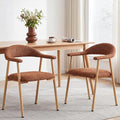 DUMOS Dining Chairs Set of 2, Linen Fabric Upholstered Kitchen Side Chairs with Curved Backrest & Metal Legs, Modern Farmhouse Accent Chairs for Dining Room Kitchen Living Room Cafe, Orange
