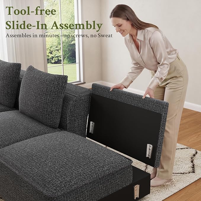 Welzona 75" loveseat Sofa, Comfy Chenille Love Seat, Wood Frame Small Couches for Small Spaces, Tool-Free Setup 2 Seater Modern Loveseat, 22" Deep Seat Sofas for Living Room, Apartment, Bedroom, Black