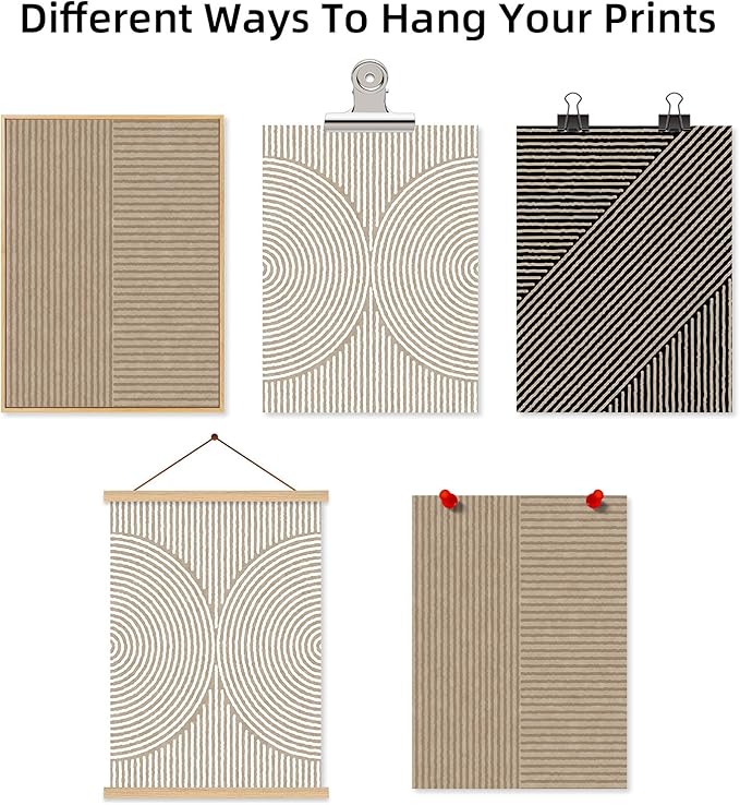 Boho Modern Wall Art Pictures Neutral Abstract Canvas Wall Decor Minimalist Line Wall Art Beige Brown Black Poster Mid Century Painting Artwork for Living Room Bedroom 24x36 Inch Unframed Set of 3