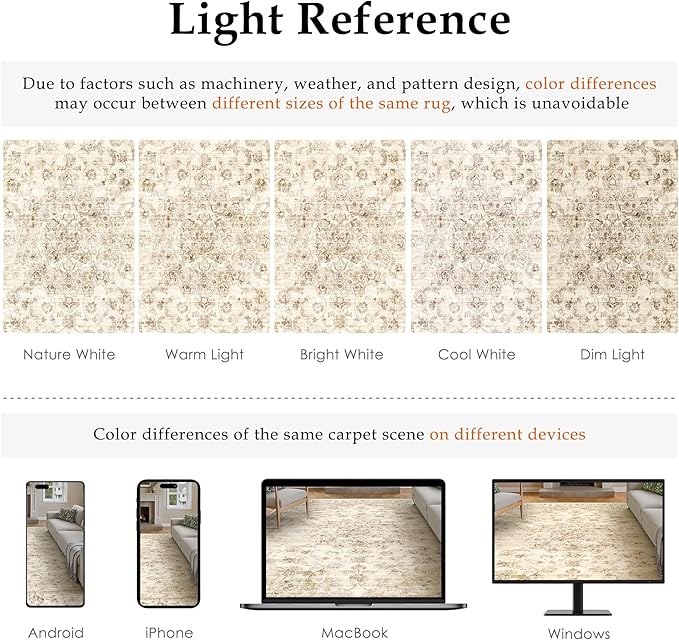 2x10 Washable Neutral Runner Rug Beige Vintage Hallway Kitchen Carpet Non-Slip Soft Low Pile Farmhouse Throw Rug for Bedroom Bathroom Laundry Living Room