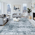 6x9 Area Rugs Washable Rug:Anti-Skid Abstract Modern Living Room Rug Soft Thin Carpets Indoor Floor Non-Shedding Carpet for Bedroom Dining Farmhouse Nursery Home Office(Light Slate Blue/White, 6x9)