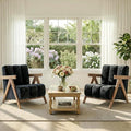 Modern Accent Chair Set of 2 for Living Room Bedroom,Comfy Chenille Reading Chair with Wood Frame,Upholstered Lounge Armchair with Thick High-Elastic Sponge for Apartment & Waiting Room(Black,2)
