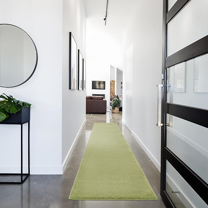 Nourison Home Nourison Essentials Green 2'2" x 18' Area Rug - Easy Clean, Non Shedding, Bed Room, Living Room, Dining Room, Kitchen (18' Runner)