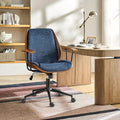 Modern Office Chair with Bentwood Polyester Upholstery Ergonomic Swivel Desk Chair with Adjustable Height for Home Office or Study Navy