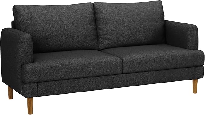 70" Modern Loveseat Sofa with USB Type-C Ports, Linen Fabric 2-Seater Deep Seat Couch, Cozy Small Couch Sofa for Living Room Bedroom Office Apartment (Black)