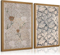 Vintage Botanical Wall Art Prints Set of 2 Antique Sketch Wall Art Decor Neutral Flower Canvas Wall Art Floral Pictures Farmhouse Painting Vintage Floral Artwork for Room Bedroom 16x24 Inch Framed
