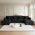 Modular Sectional Sofa Cloud Couch, 155.9" Oversized U Shaped Couch with Chaise Ottomans, Modern Minimalist Deep Seat Couches for Living Room, Sofa Covers Washable&Removable, Black