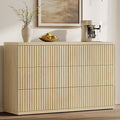 SICOTAS Fluted Buffet Sideboard Cabinet with Larger Drawers, Modern Credenza Accent Sideboard with Storage, Mid Century Media Console Coffee Bar Table for Dining Room Hallway Kitchen (2 PCS)