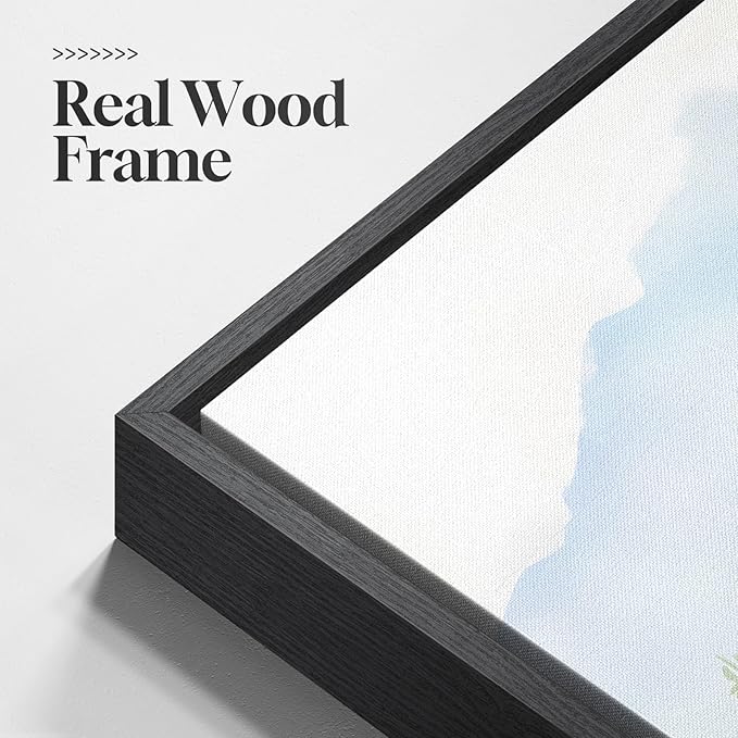 Large Framed Green Forest Landscape Wall Art for Living Room, 3 Piece Pine Tree Foggy Mountain Watercolor Canvas Artwork for Walls, Nature Scenic Modern Wall Decor for Dining Room Hallway, 24x36 Inch