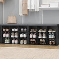 Hzuaneri Shoe Storage Bench with Cushion, Entryway Storage Bench with 18 Cubbies, 9.5" Widened Organizer Cabinet, Long Cubby Rack for Living Room, Bedroom, Entryway, Black SB25704GY