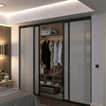 Door55 4 Panel Glass Sliding Closet Door with Aluminum Frame, Silent Glide Technology, Closet Doors Sliding Panels, Closet Doors for Bedrooms, Door Sliding Closet Doors (Frosted Glass, 120x96)