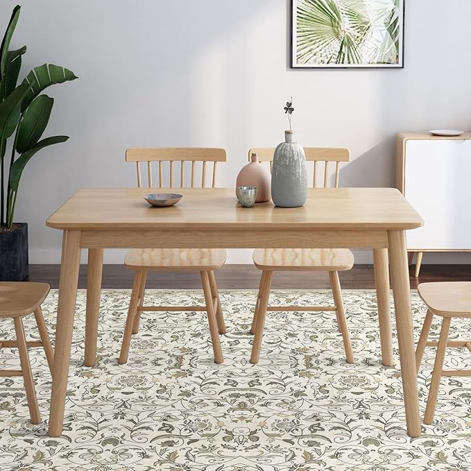 6×9 Washable Large Area Rugs for Living Room, Floral Soft Rug Non Slip Stain Resistant Carpet for Bedroom Dining Room Kitchen Farmhouse Home Decor，Beige Multi 061