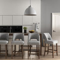 VKNOW Bar Stools Set of 4, 26" Upholstered Counter Height Bar Stools,Modern Counter Stools with Wood Legs for Kitchen Island Dining Room Bar,Grey