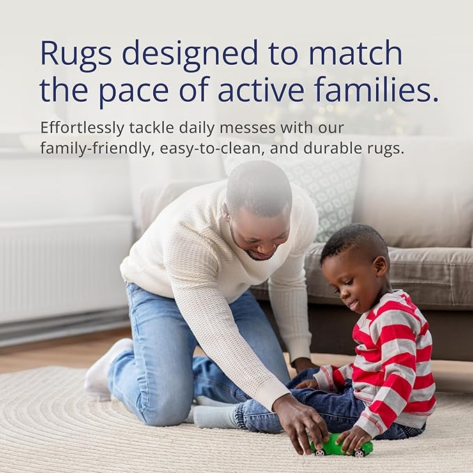 Abani Neutral Beige Area Rug | 6' x 9' Tan Geometric Carpet with Zen Circle Pattern | Rugs for Living Room, Bedroom, Office