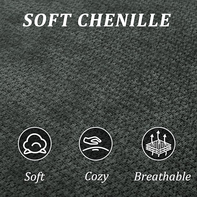 95” Modern Curved Sofa, Chenille Fabric Comfy Cloud Couch, No Assembly Required Half Moon Couch with Deep Seat, 4 Pillows for Living Room, Apartment, Bedroom